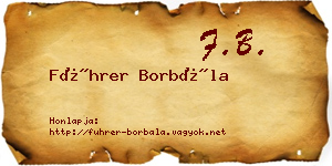 Führer Borbála névjegykártya